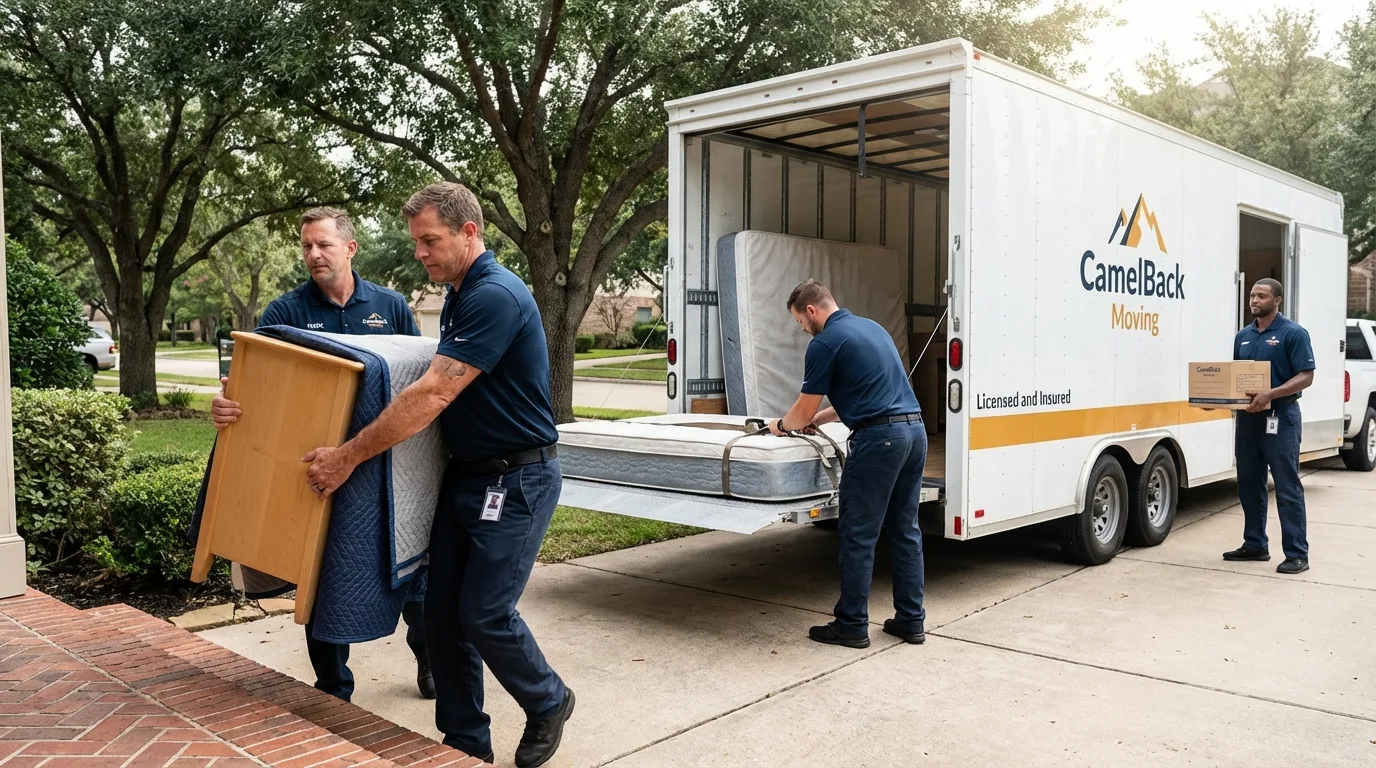 Crew loading residential truck for cross-state move from Bothell, WA