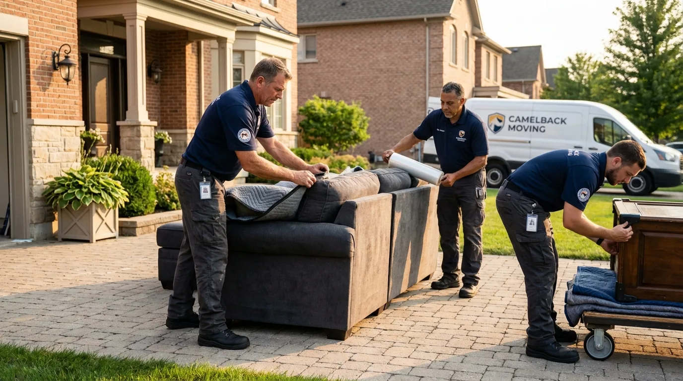 Large estate moving crew wrapping furniture in Bothell, WA