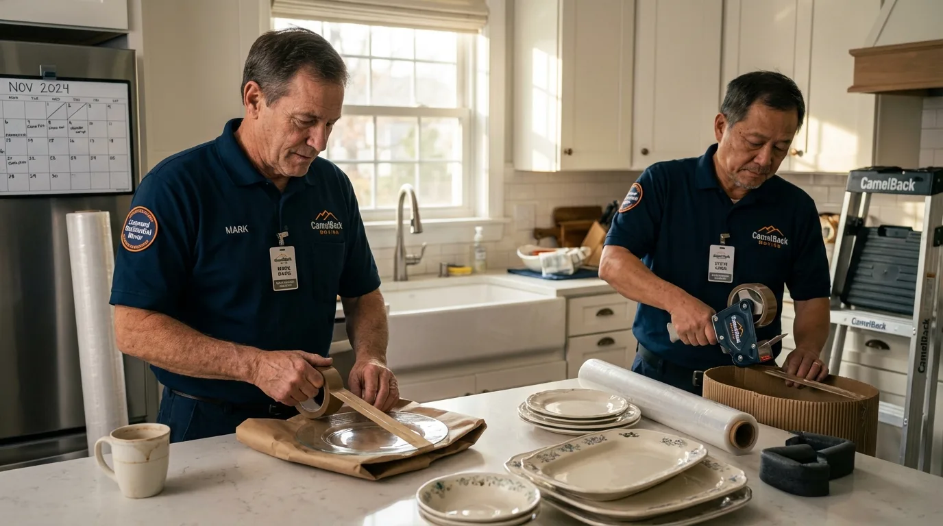 Professional crew packing kitchen dishware in Bothell, WA